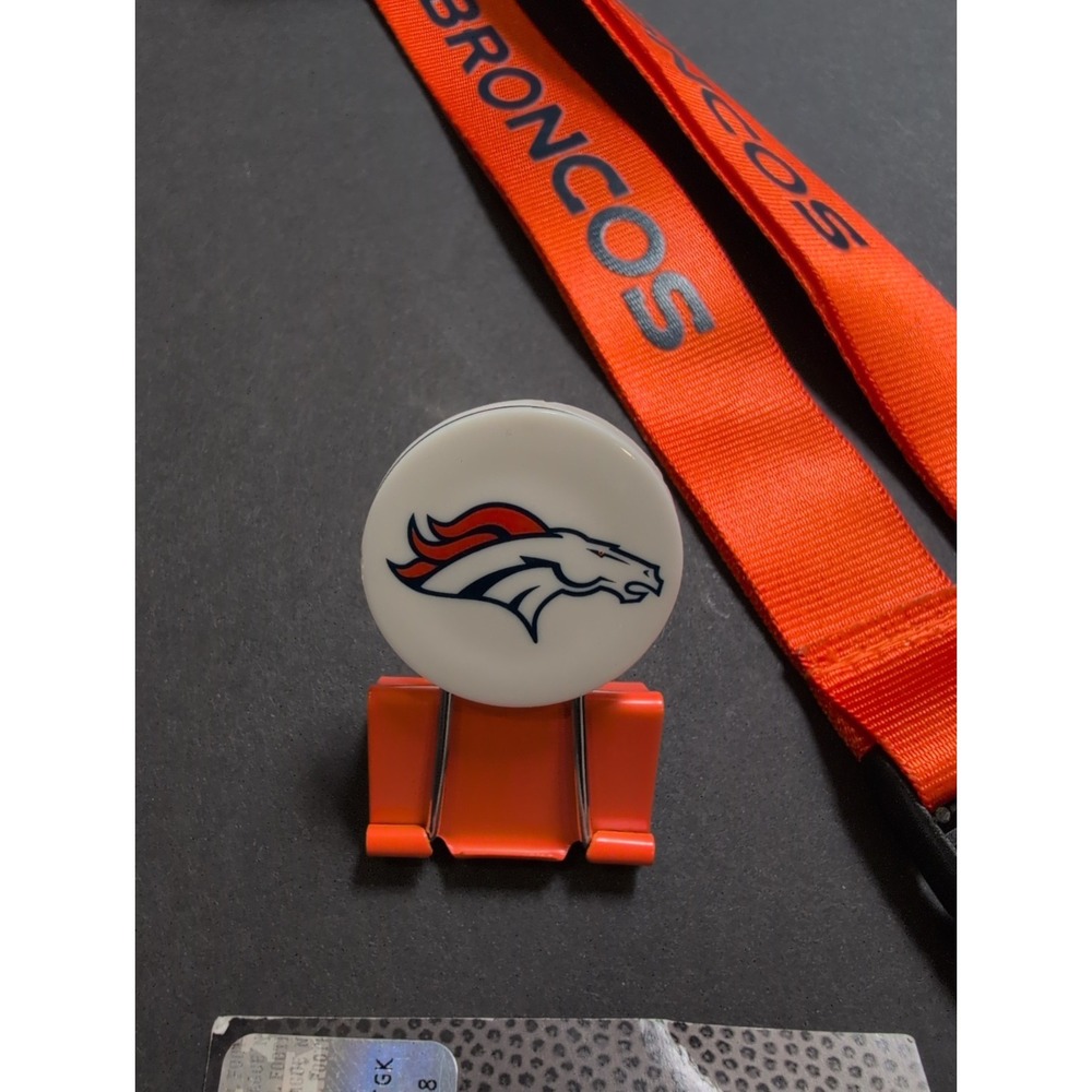 Lot Of Four Assorted Broncos Fan Items 2 Lanyards 1 Hair Clip 1 Binder Clip. - Picture 3 of 5
